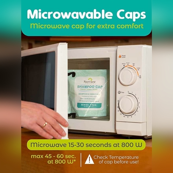 Nurture No Rinse Water Shampoo Condition Cap Rinse Free Shower Cap (5 Pack) New - Picture 7 of 8